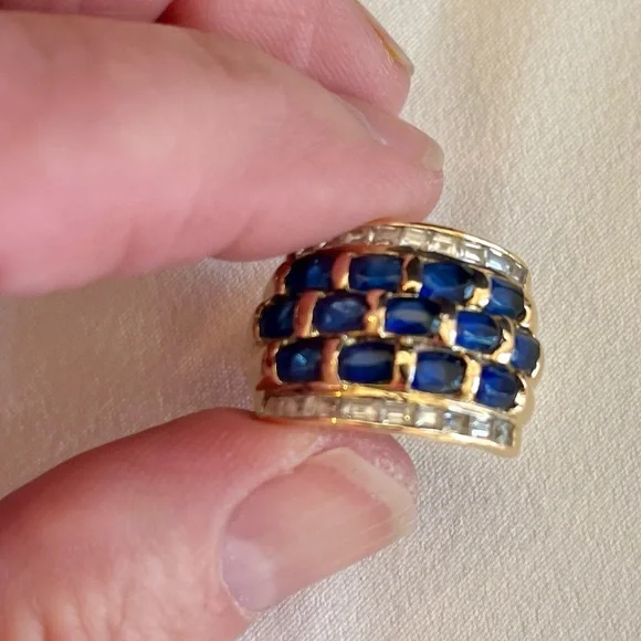 Sapphire and CZ Cocktail Ring - Picture 4 of 16
